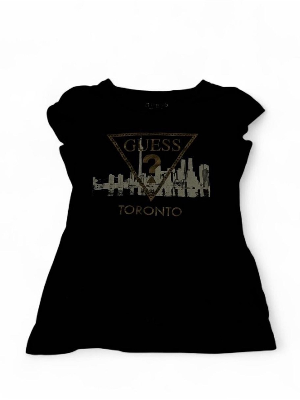 GUESS Black Tee with Gold Toronto Graphic